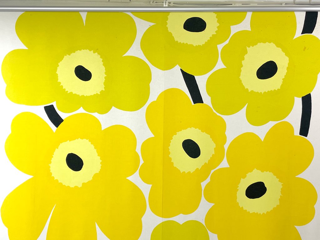 マリメッコ marimekko ウニッコ UNIKKO イエロー ファブリック タペストリー 150×240cm コットン マイヤ・イソラ Maija Isola フィンランド ビンテージ ●