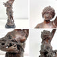 フランスビンテージ テーブルランプ ムジーク MUSIQUE ガラスシェード 青銅 ブロンズ 彫刻 女性像 アール・ヌーヴォー ●