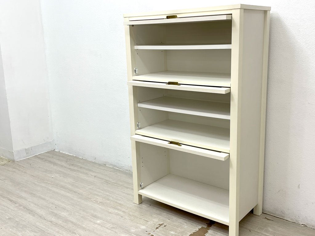 モモナチュラル MOMO natural シエル CIELE フラップ扉 3段キャビネット 3 DOOR CABINET パイン無垢材 ホワイト 定価￥59,500- ●