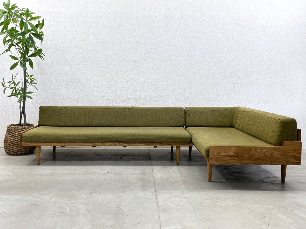 モモナチュラル Momo Natural デイソファ DAY SOFA 3シーター+2.5シーター 片アームカウチ オーク材 カバーリング 総額￥271,000 〓