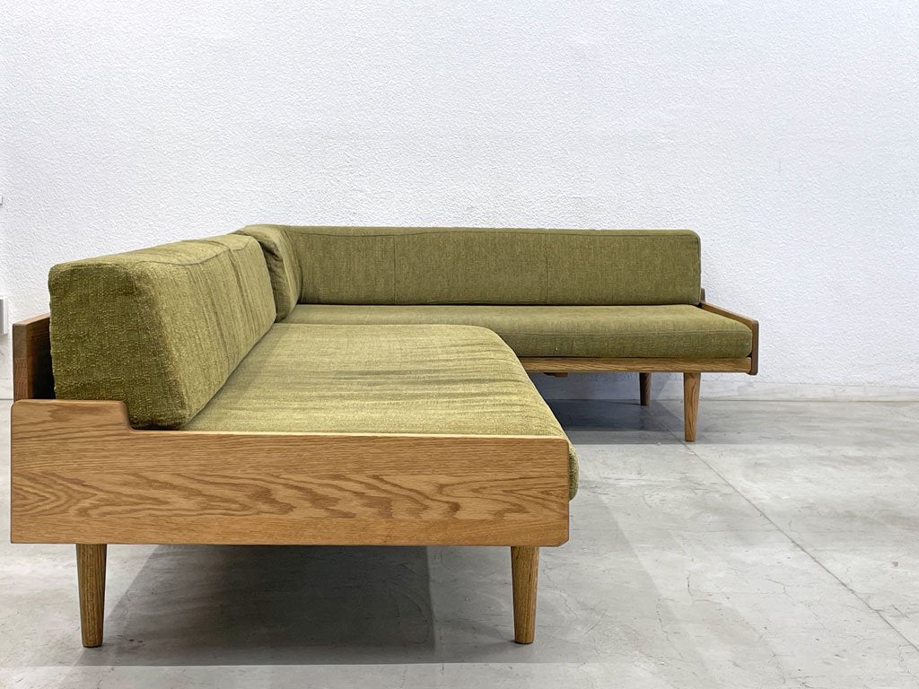 モモナチュラル Momo Natural デイソファ DAY SOFA 3シーター+2.5シーター 片アームカウチ オーク材 カバーリング 総額￥271,000 〓