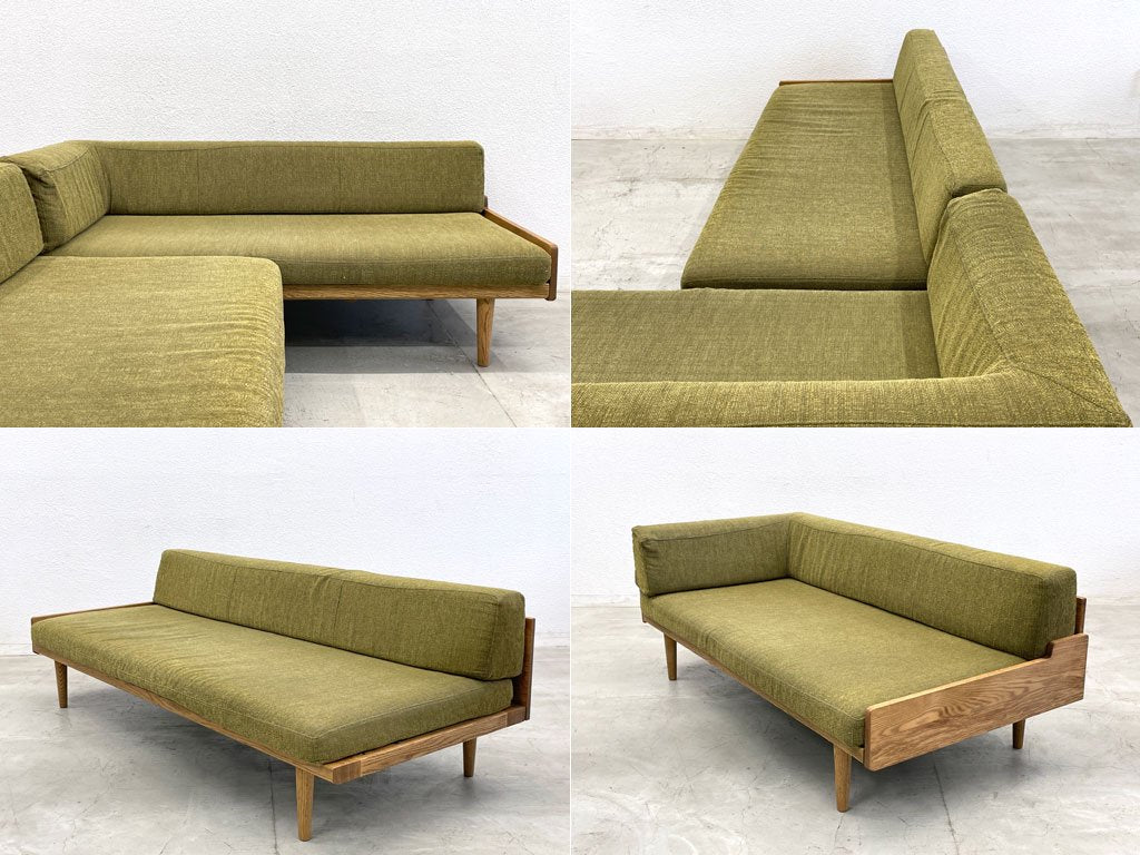 モモナチュラル Momo Natural デイソファ DAY SOFA 3シーター+2.5シーター 片アームカウチ オーク材 カバーリング 総額￥271,000 〓