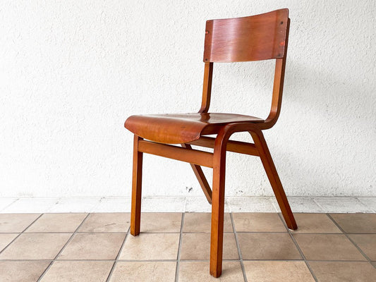 UKビンテージ vintage school chair スクールチェア デスクチェア ダイニングチェア ビーチ材 プライウッド スタッキング ロイズアンティークス購入品 C ◇