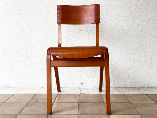 UKビンテージ vintage school chair スクールチェア デスクチェア ダイニングチェア ビーチ材 プライウッド スタッキング ロイズアンティークス購入品 C ◇