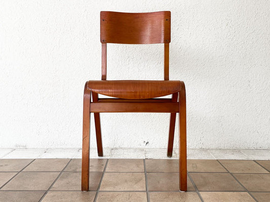 UKビンテージ vintage school chair スクールチェア デスクチェア ダイニングチェア ビーチ材 プライウッド スタッキング ロイズアンティークス購入品 B ◇