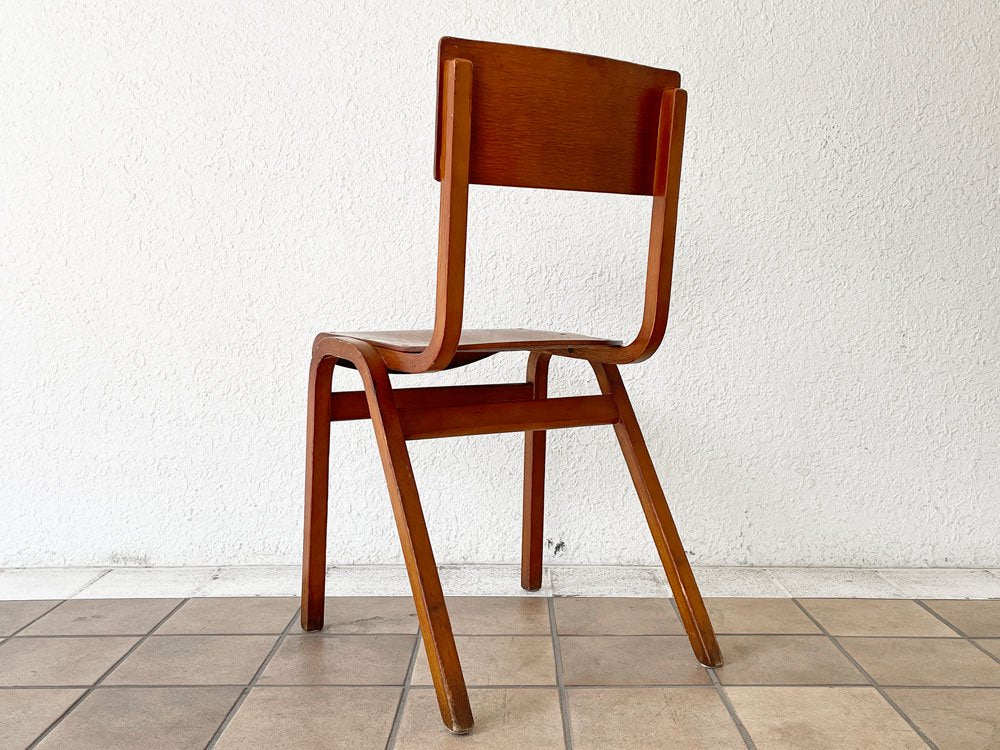 UKビンテージ vintage school chair スクールチェア デスクチェア ダイニングチェア ビーチ材 プライウッド スタッキング ロイズアンティークス購入品 B ◇