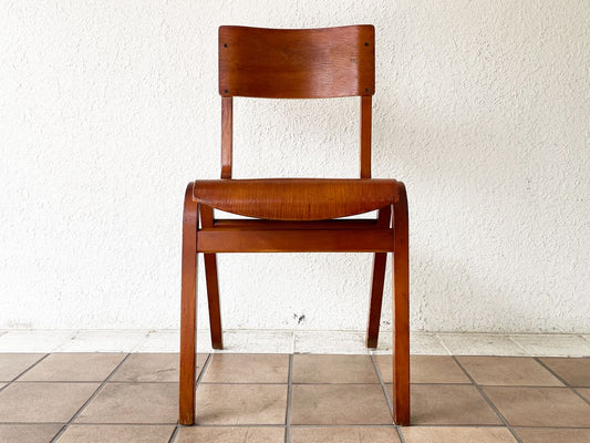 UKビンテージ vintage school chair スクールチェア デスクチェア ダイニングチェア ビーチ材 プライウッド スタッキング ロイズアンティークス購入品 A ◇