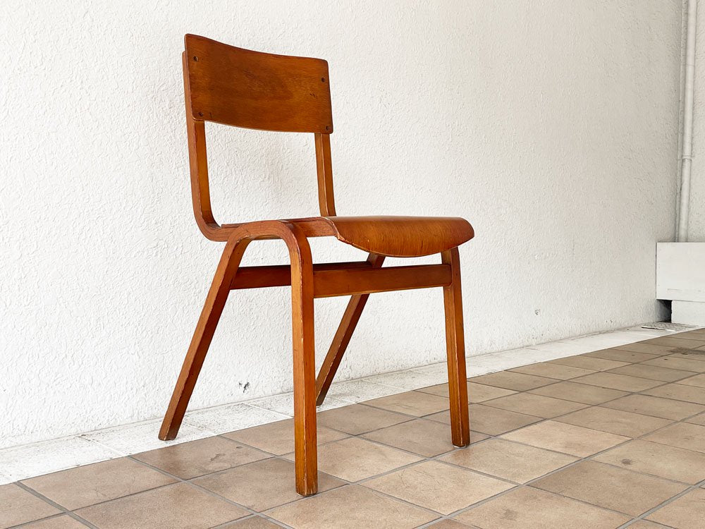 UKビンテージ vintage school chair スクールチェア デスクチェア ダイニングチェア ビーチ材 プライウッド スタッキング ロイズアンティークス購入品 A ◇