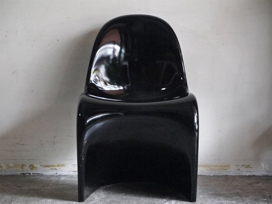 ヴィトラ vitra, ビンテージ パントンチェア Panton Chair ブラック FRP製 ヴァーナー・パントン 1984年製 ミッドセンチュリー ■