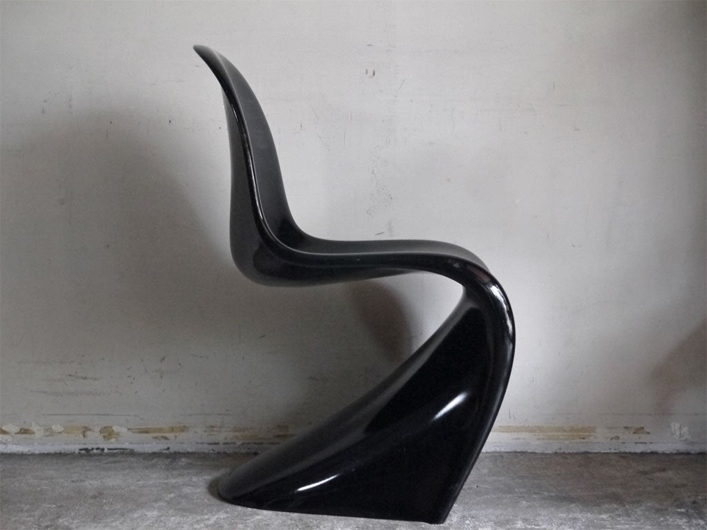 ヴィトラ vitra, ビンテージ パントンチェア Panton Chair ブラック FRP製 ヴァーナー・パントン 1984年製 ミッドセンチュリー ■