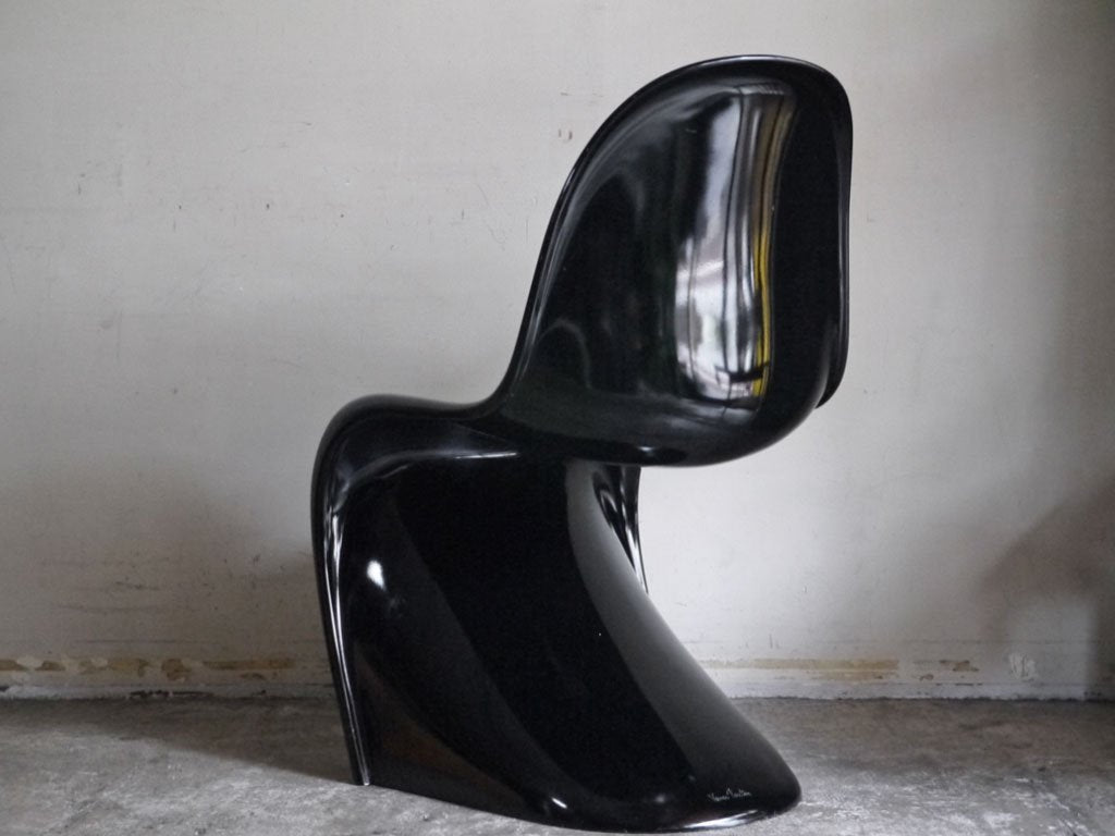 ヴィトラ vitra, ビンテージ パントンチェア Panton Chair ブラック FRP製 ヴァーナー・パントン 1984年製 ミッドセンチュリー ■