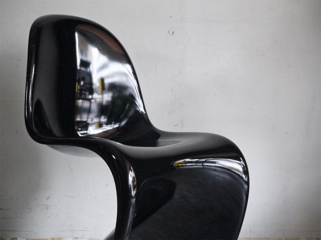 ヴィトラ vitra, ビンテージ パントンチェア Panton Chair ブラック FRP製 ヴァーナー・パントン 1984年製 ミッドセンチュリー ■
