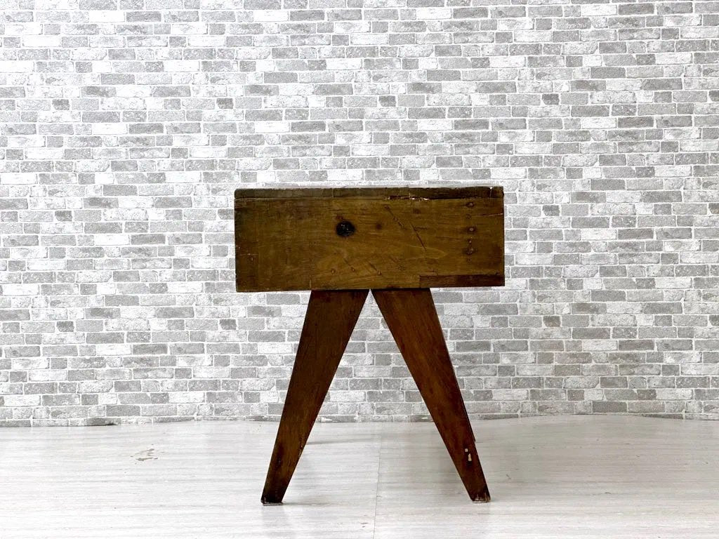 ピエール・ジャンヌレ Pierre Jeanneret コンパスレッグ スクールデスク チーク材 1950～60年代 チャンディーガル ビンテージ 希少 ●