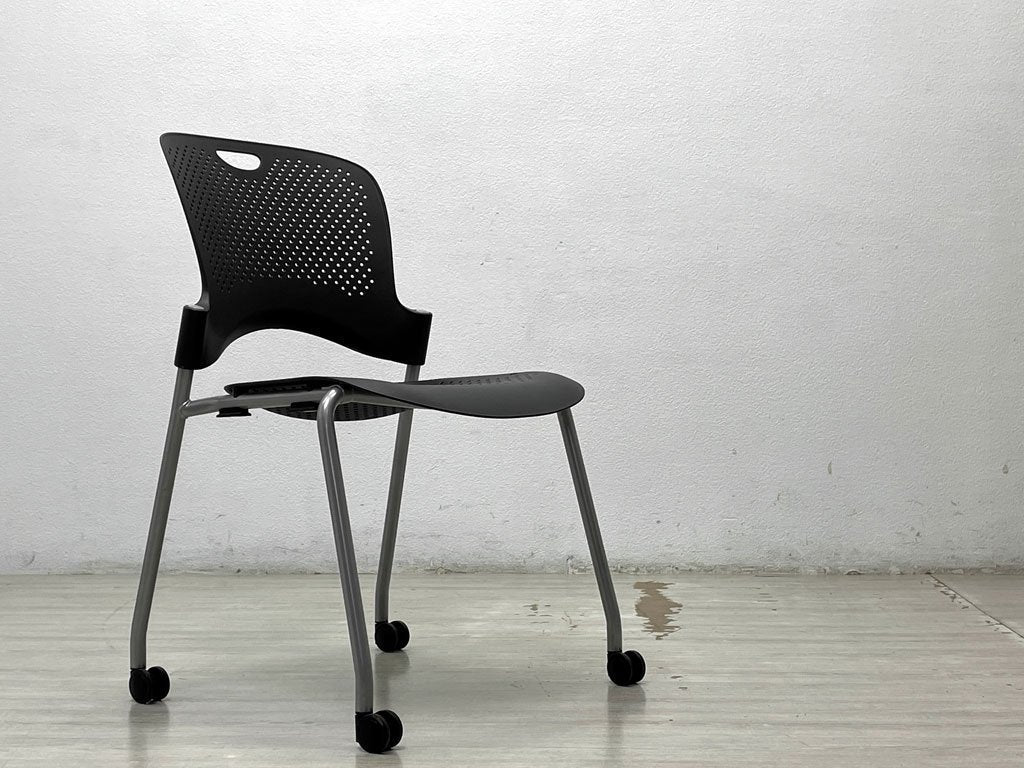 ハーマンミラー Herman Miller ケイパーチェア CAPER Chair スタッキングチェア アームレス キャスター付 ブラック ジェフ・ウェバー 定価￥49,500- B ●