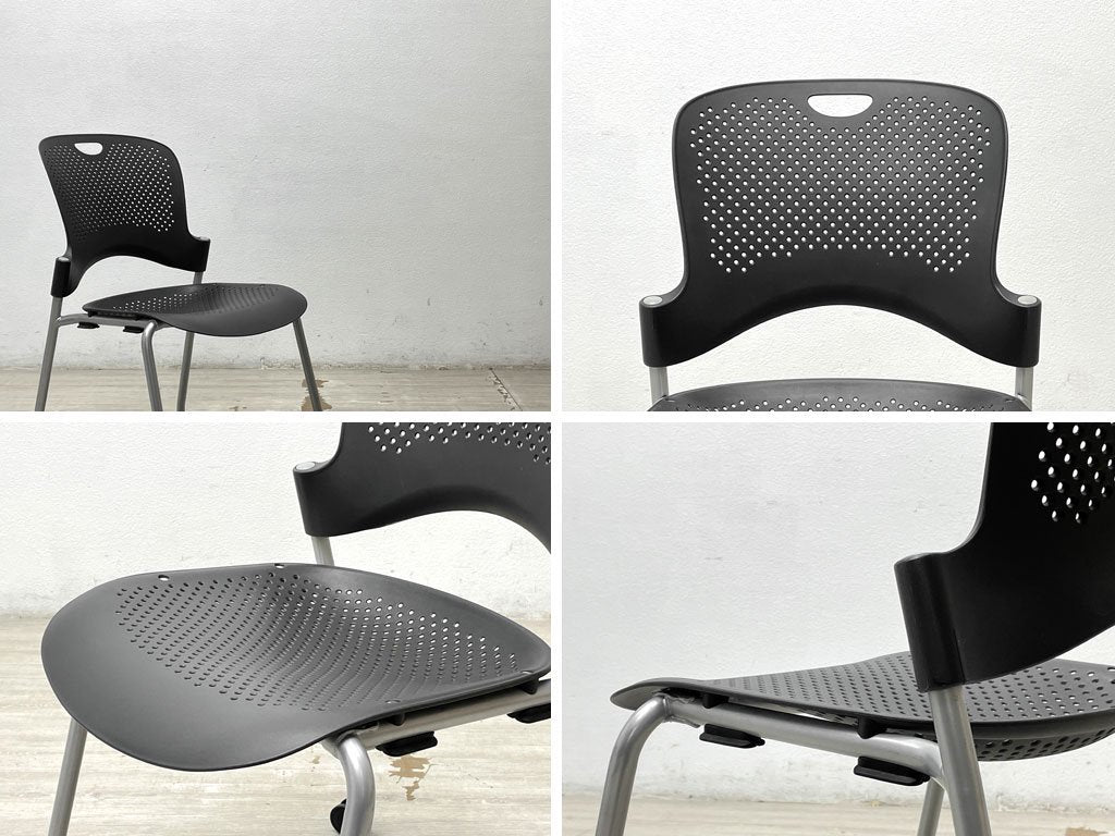 ハーマンミラー Herman Miller ケイパーチェア CAPER Chair スタッキングチェア アームレス キャスター付 ブラック ジェフ・ウェバー 定価￥49,500- A ●