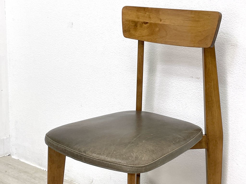 ジャーナルスタンダード journal standard Furniture シノン ダイニングチェア CHINON CHAIR VL ラバーウッド 本革 廃番仕様 カーキグレー系 ●