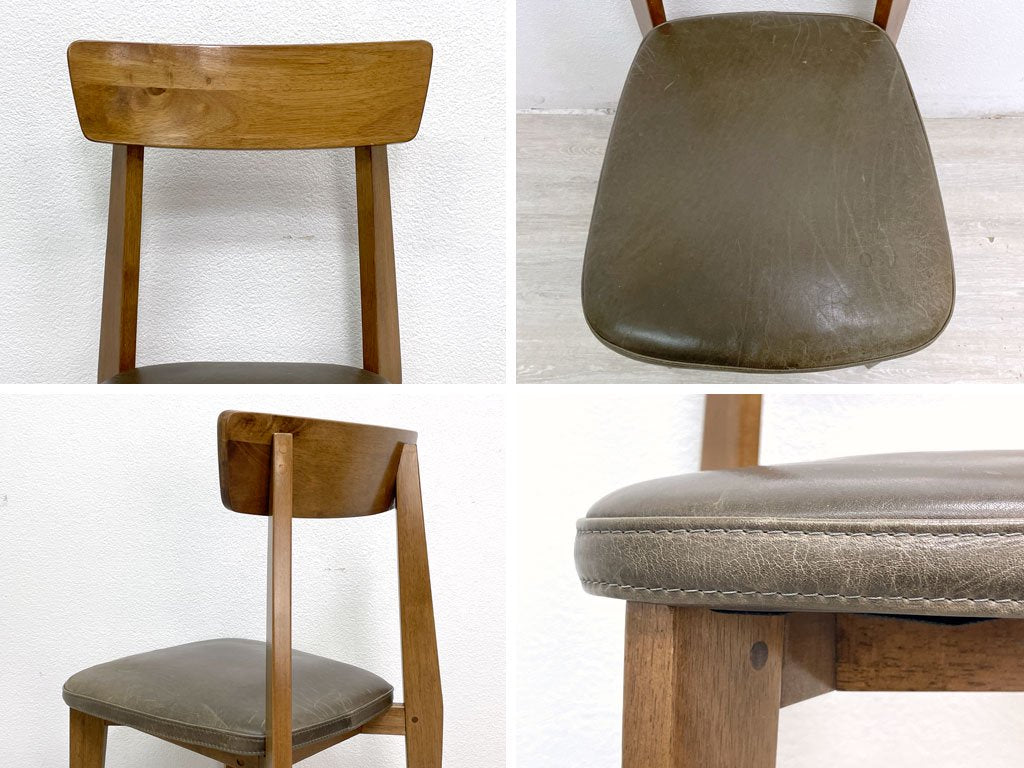 ジャーナルスタンダード journal standard Furniture シノン ダイニングチェア CHINON CHAIR VL ラバーウッド 本革 廃番仕様 カーキグレー系 ●