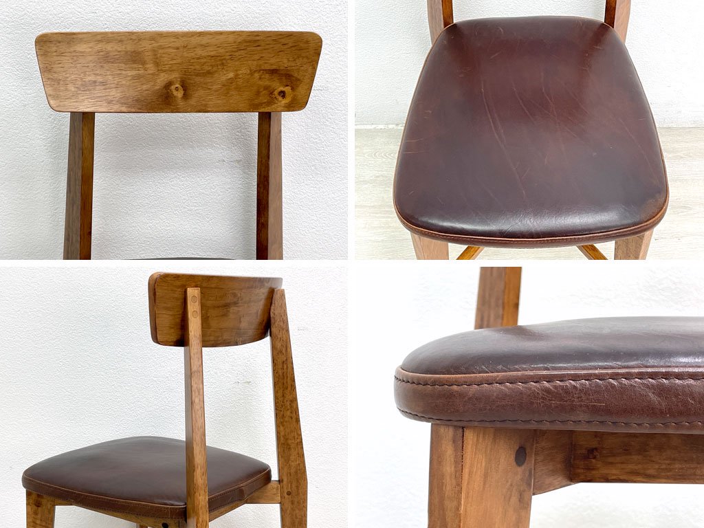 ジャーナルスタンダード journal standard Furniture シノン ダイニングチェア CHINON CHAIR VL ラバーウッド 本革 廃番仕様 ブラウン ●