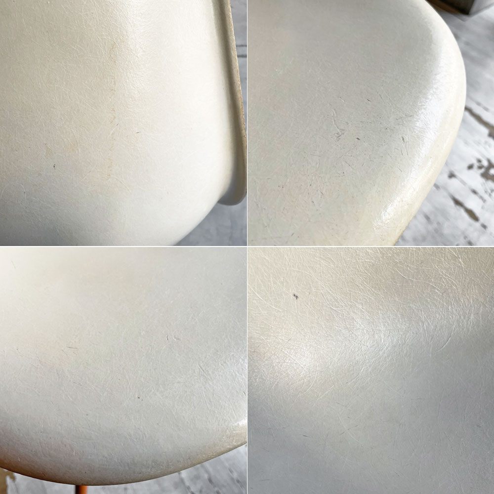 ハーマンミラー Herman Miller サイドシェルチェア セカンド 2nd ビンテージ FRP製 パーチメント ドゥエルレッグベース C&R イームズ ミッドセンチュリー ♪