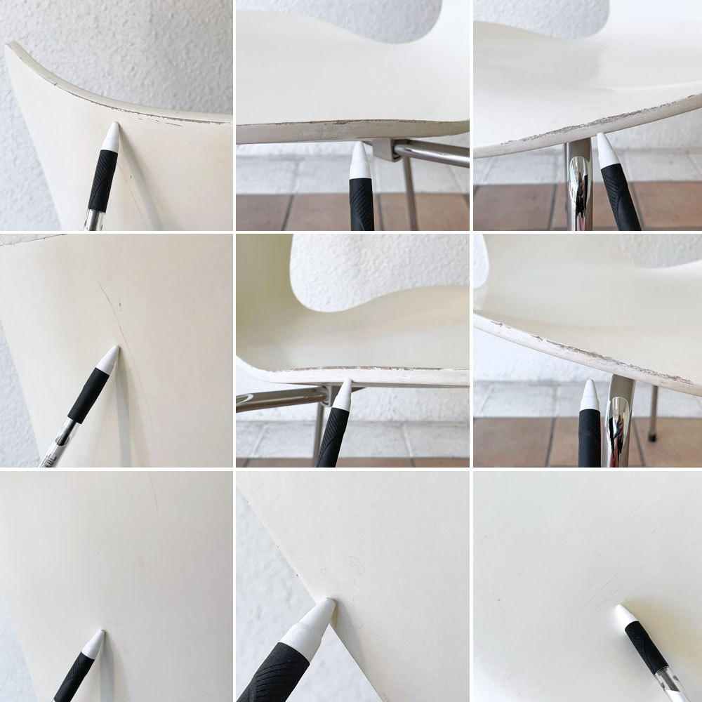フリッツハンセン Fritz Hansen 3107 セブンチェア ラッカー ホワイト スタッキング アルネ・ヤコブセン デンマーク 北欧家具B ◇