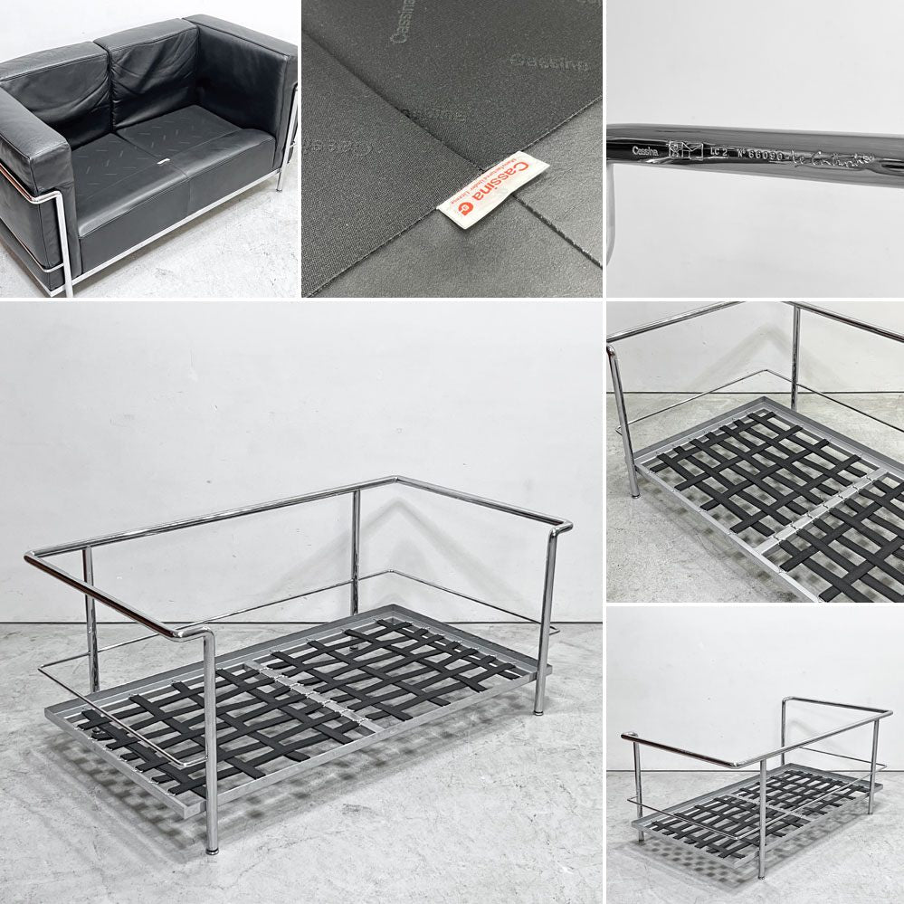 カッシーナ Cassina LC2 ソファ 2シーター ポリエステルパッディング仕様 クローム  ル・コルビジェ ピエール・ジャンヌレ シャルロット・ペリアン MoMA 名作 ●