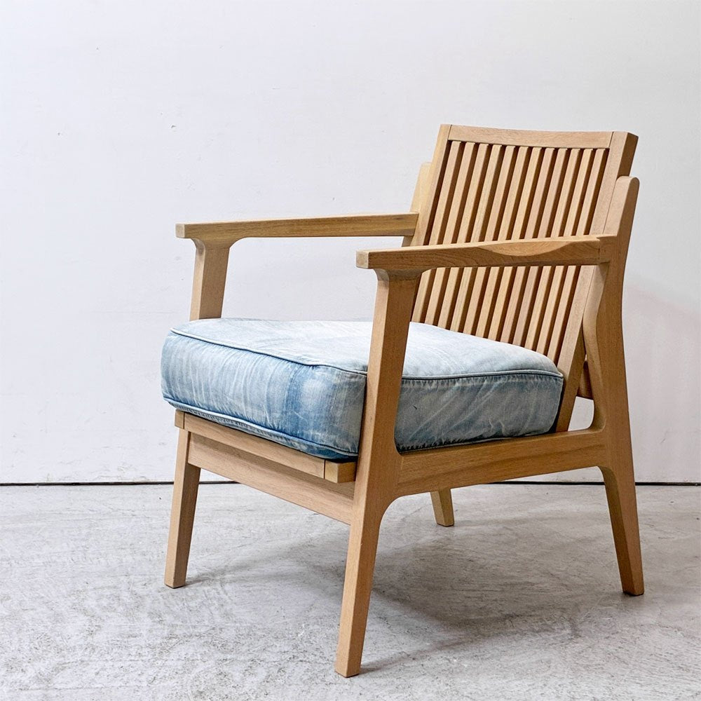ダブルティー WTW アペルト チェア APERTO CHAIR NT アームチェア ラウンジチェア 1Pソファ アッシュ材 デニム地 西海岸 ウエストコースト ●