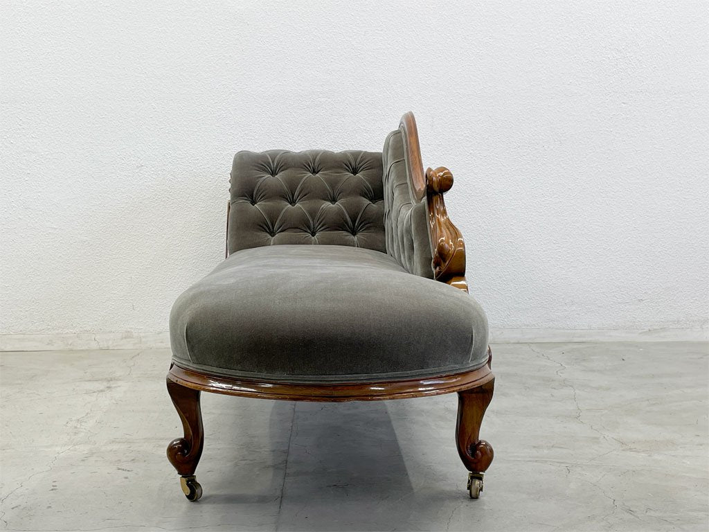 ロイズアンティークス Lloyd's Antiques ヴィクトリアン シェーズロング Victorian Chaise Longue  UKビンテージ モケット生地 定価715,000〓