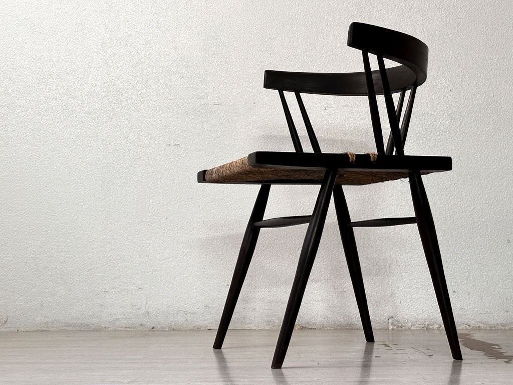 ジョージ・ナカシマ George Nakashima グラスシートチェア GRASS SEATED CHAIR ローズウッド材インド NID 60`s ビンテージ 極希少品 ●