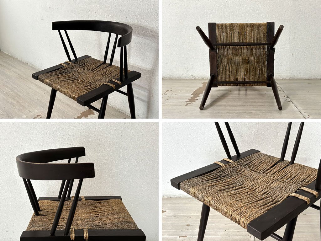 ジョージ・ナカシマ George Nakashima グラスシートチェア GRASS SEATED CHAIR ローズウッド材インド NID 60`s ビンテージ 極希少品 ●