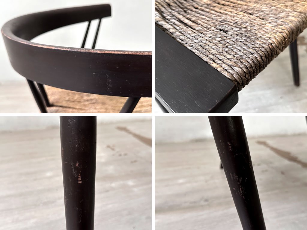 ジョージ・ナカシマ George Nakashima グラスシートチェア GRASS SEATED CHAIR ローズウッド材インド NID 60`s ビンテージ 極希少品 ●