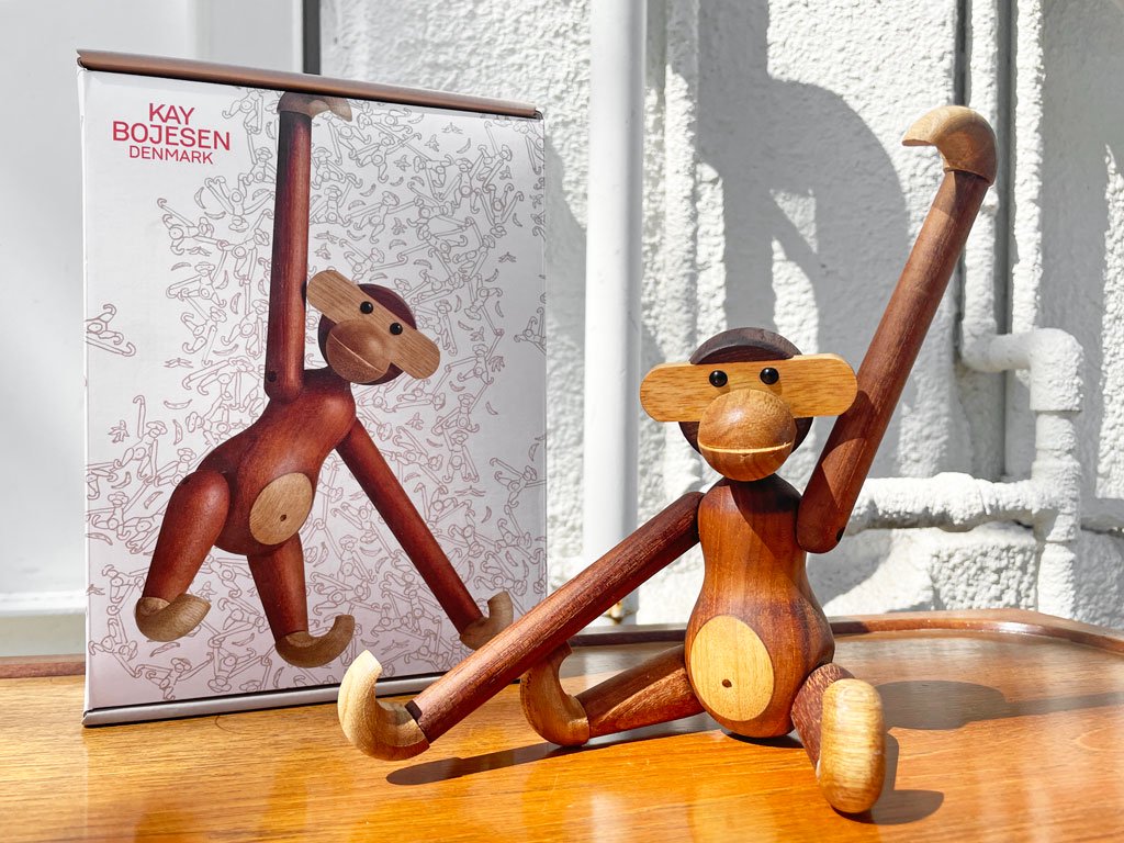 カイボイスン Kay Bojesen モンキー Monkey チーク材 Sサイズ 現行品 木製フィギュア オブジェ 箱付き デンマーク 定価￥24,750- ◇