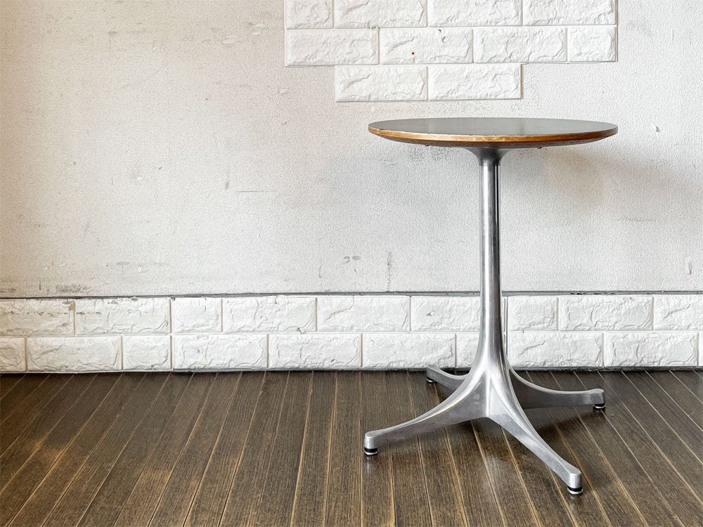 ハーマンミラー Herman Miller ペデスタルテーブル Nelson Pedestal Table サイドテーブル ブラック天板 ジョージ・ネルソン ミッドセンチュリー ビンテージ  ◎