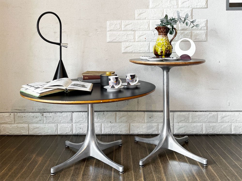 ハーマンミラー Herman Miller ペデスタルテーブル Nelson Pedestal Table サイドテーブル ブラック天板 ジョージ・ネルソン ミッドセンチュリー ビンテージ  ◎