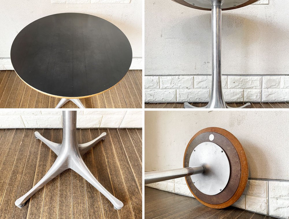 ハーマンミラー Herman Miller ペデスタルテーブル Nelson Pedestal Table サイドテーブル ブラック天板 ジョージ・ネルソン ミッドセンチュリー ビンテージ  ◎