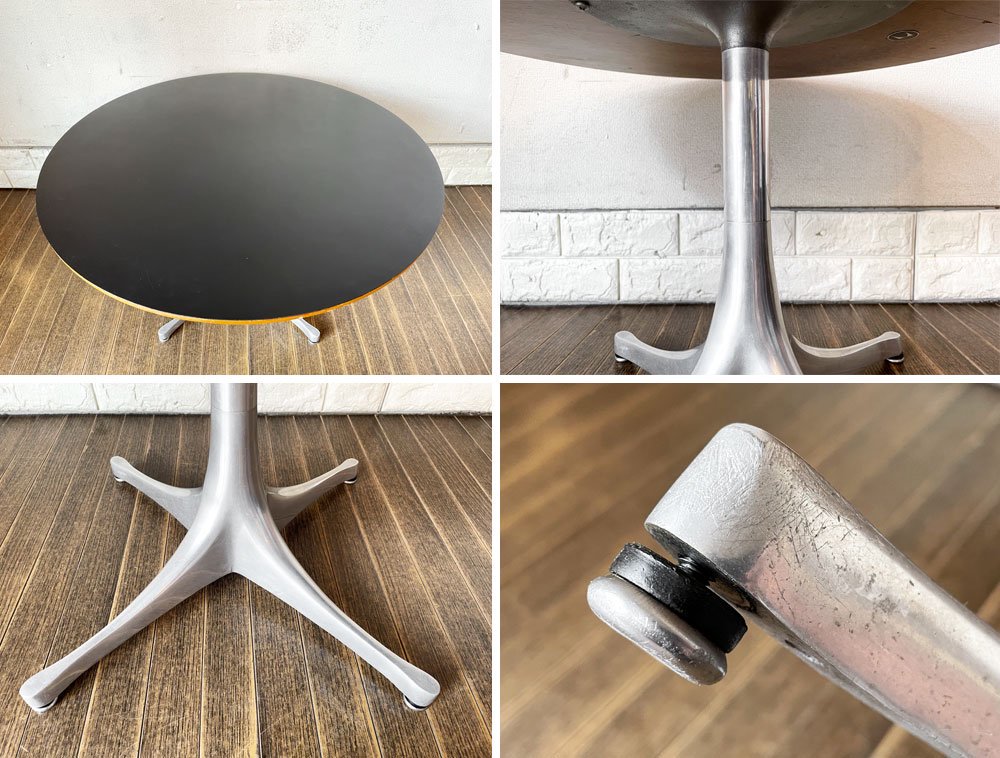 ハーマンミラー Herman Miller ペデスタルテーブル Nelson Pedestal Table コーヒーテーブル ブラック天板 ジョージ・ネルソン ミッドセンチュリー ビンテージ ◎