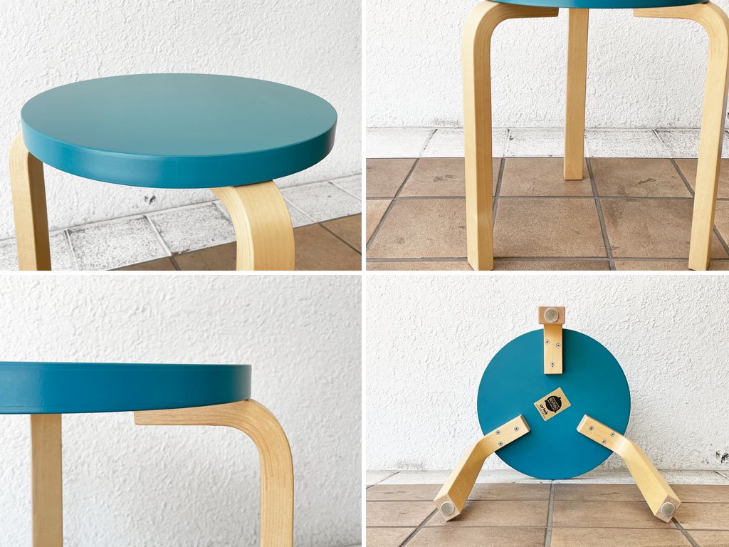 アルテック artek スツール60 Stool60 80周年記念モデル 3本脚 パイミオ ぺトロールラッカー アルヴァ・アアルト Alvar Aalto フィンランド ◇