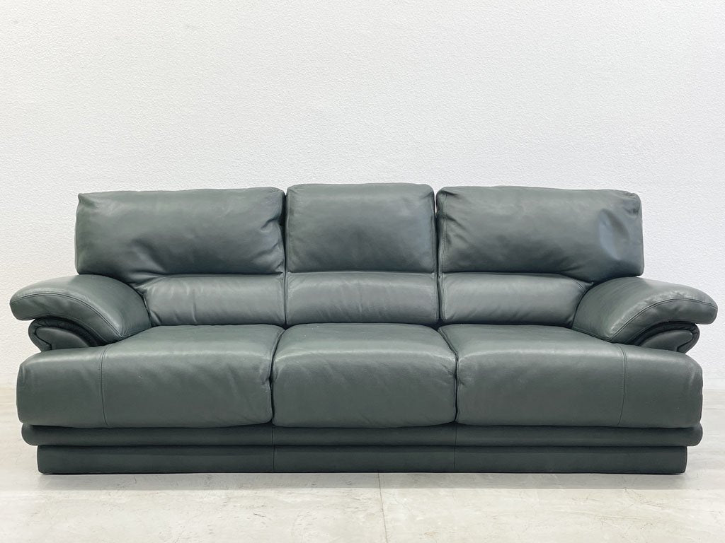 ニコレッティ NICOLETTI 3シーターソファ レザーソファ 総革 本革 3P sofa グリーン 高級イタリア製家具 〓