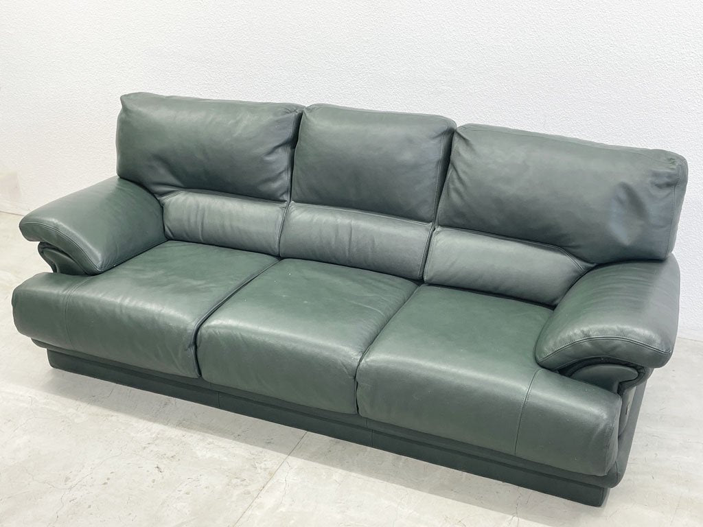 ニコレッティ NICOLETTI 3シーターソファ レザーソファ 総革 本革 3P sofa グリーン 高級イタリア製家具 〓