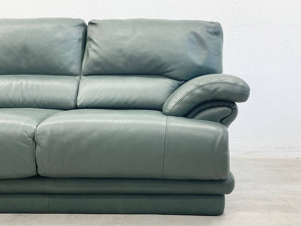 ニコレッティ NICOLETTI 3シーターソファ レザーソファ 総革 本革 3P sofa グリーン 高級イタリア製家具 〓