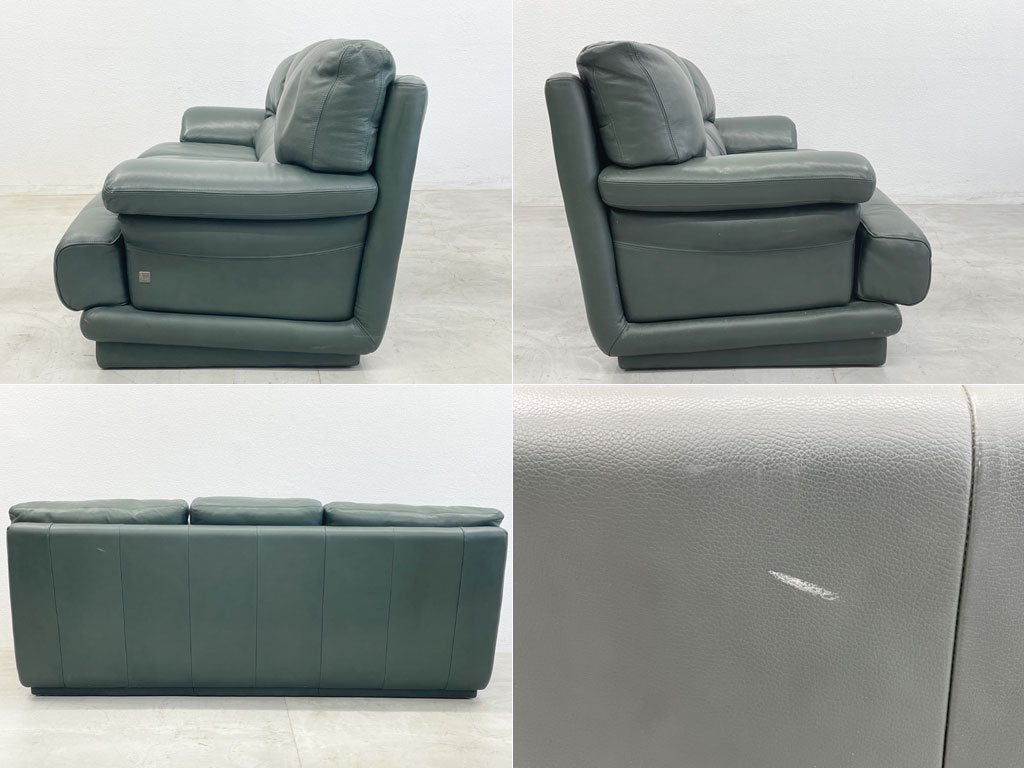 ニコレッティ NICOLETTI 3シーターソファ レザーソファ 総革 本革 3P sofa グリーン 高級イタリア製家具 〓