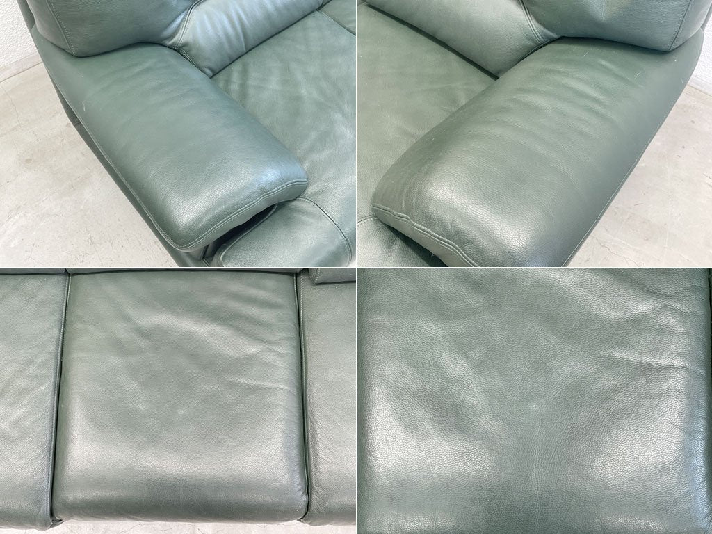 ニコレッティ NICOLETTI 3シーターソファ レザーソファ 総革 本革 3P sofa グリーン 高級イタリア製家具 〓