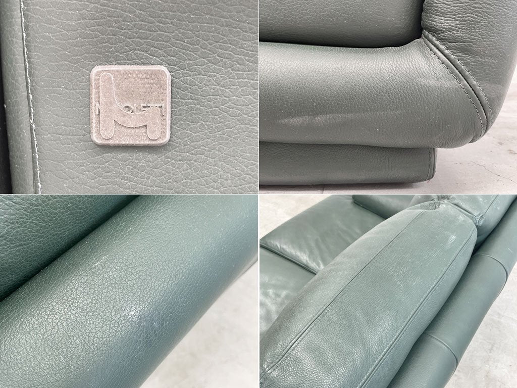 ニコレッティ NICOLETTI 3シーターソファ レザーソファ 総革 本革 3P sofa グリーン 高級イタリア製家具 〓