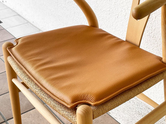 カールハンセン＆サン Carl Hansen & Son Yチェア 専用チェアクッション ウィッシュボーンチェア WISHBONE CHAIR CH24 ゴールデンブラウン レザー 美品 ◇