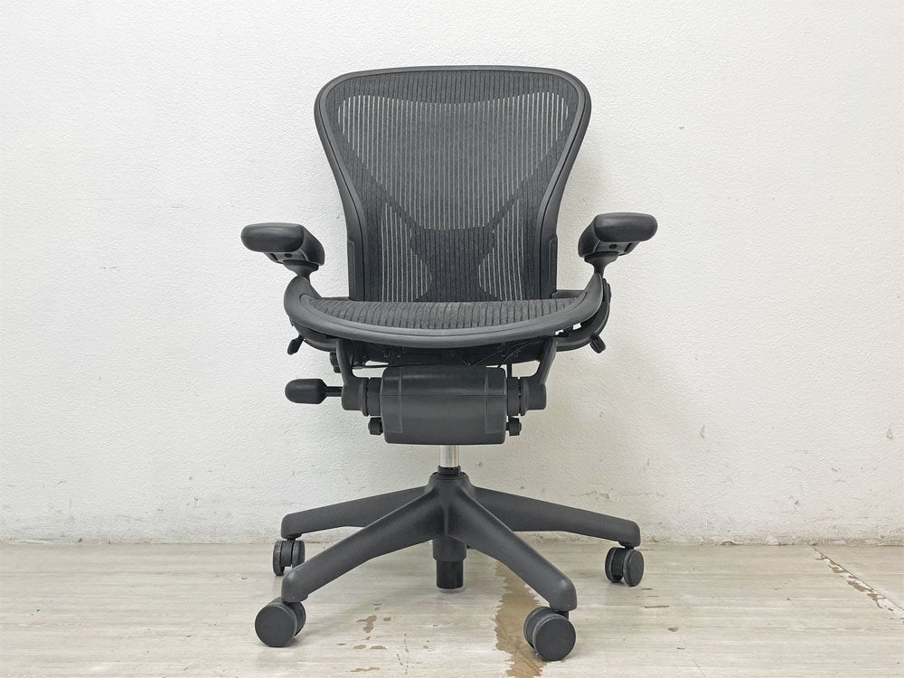 ハーマンミラー Herman Miller アーロンチェア Aeron Chair Bサイズ ポスチャーフィット フル装備 バナナクッション新品 デスクチェア オフィスチェア ●