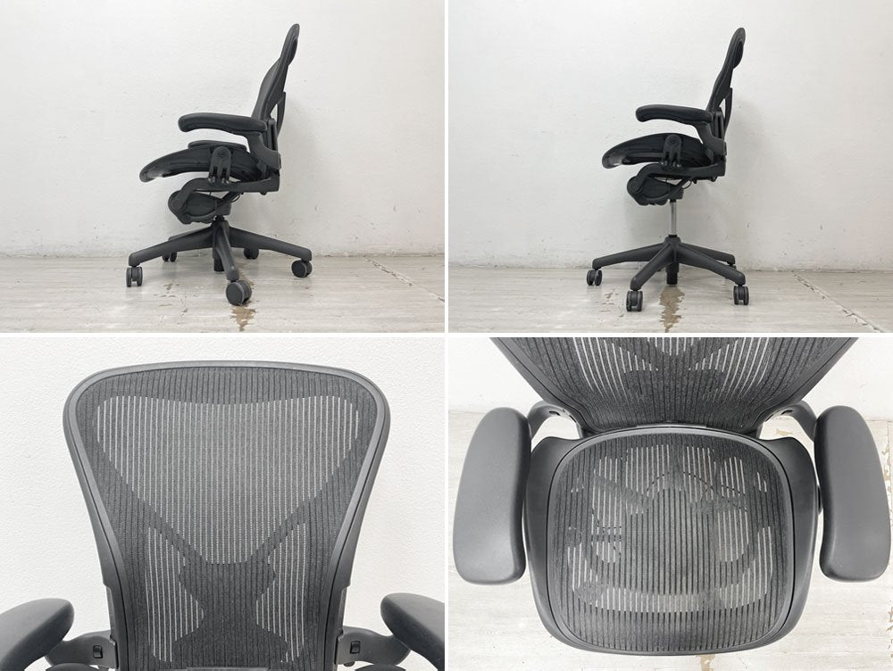 ハーマンミラー Herman Miller アーロンチェア Aeron Chair Bサイズ ポスチャーフィット フル装備 バナナクッション新品 デスクチェア オフィスチェア ●