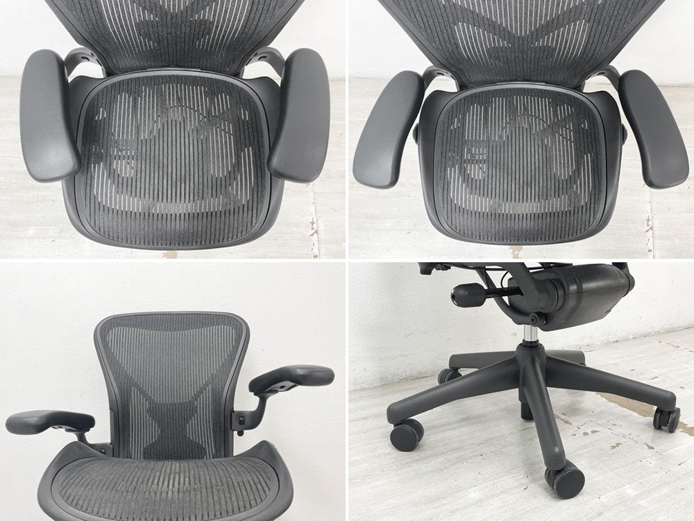 ハーマンミラー Herman Miller アーロンチェア Aeron Chair Bサイズ ポスチャーフィット フル装備 バナナクッション新品 デスクチェア オフィスチェア ●