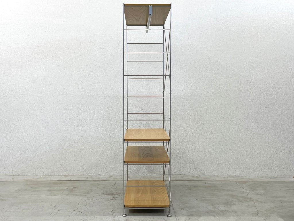 無印良品 MUJI ステンレスユニットシェルフ・オーク材棚セット・ワイド・大 ワードローブセット W86 H175.5cm〓