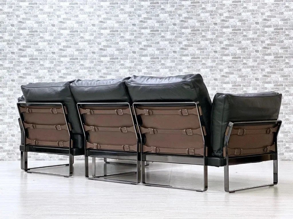 フェンディカーサ FENDI CASA メトロポリタン Metropolitan カウチソファ 2シーター + シェーズロング フェザークッション 牛革 大型 高級家具 イタリアモダン ●