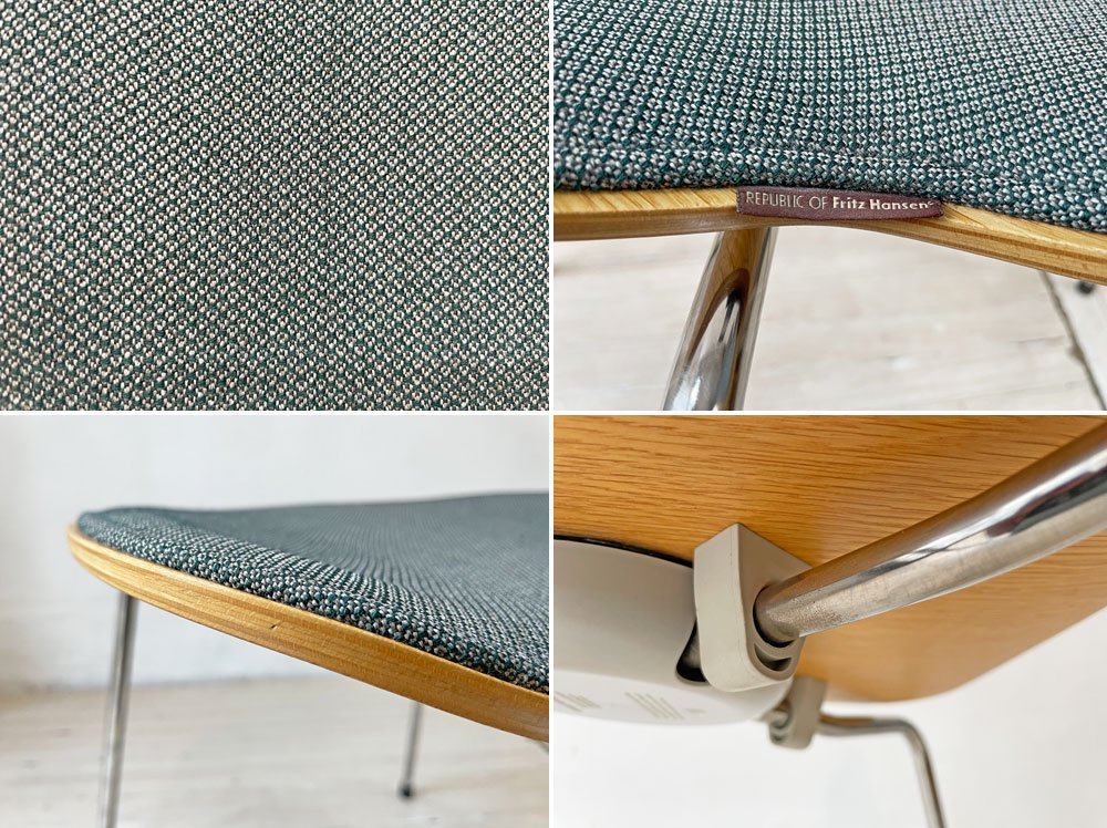 フリッツハンセン Fritz Hansen グランプリチェア GRAND PRIX CHAIR フロントパディング グレー系ファブリック オーク材  アルネ・ヤコブセン 北欧 デンマーク ★