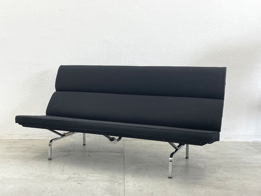 ハーマンミラー Herman Miller イームズ ソファ コンパクト Eames Sofa Compact 3シーターソファ ブラック C&R. イームズ ミッドセンチュリー〓